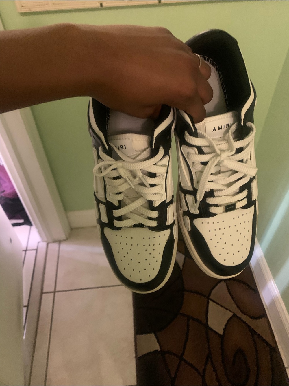 AMIRI Black and White Low-Top Leather Sneakers